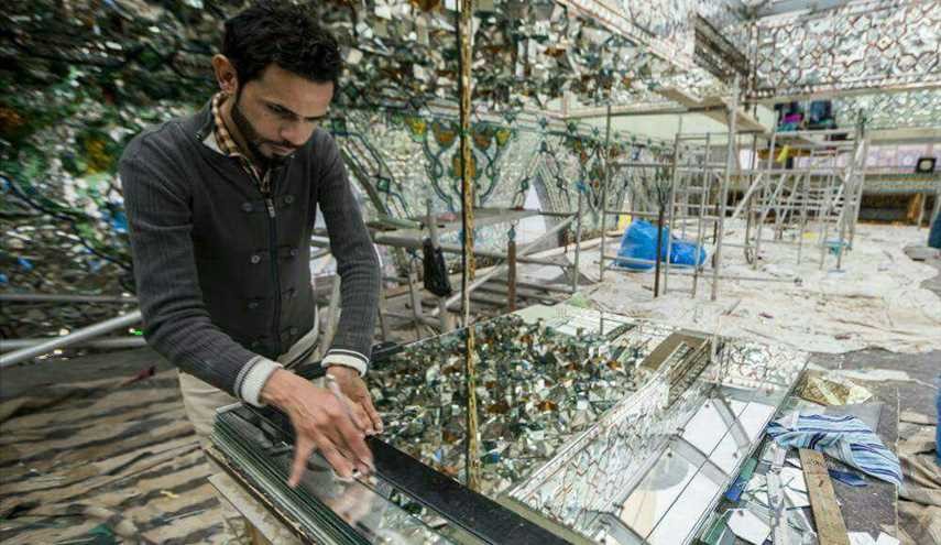 اللّمسات الفنيّة الأخيرة لمشروع تسقيف صحن أبي الفضل العبّاس(عليه السلام)