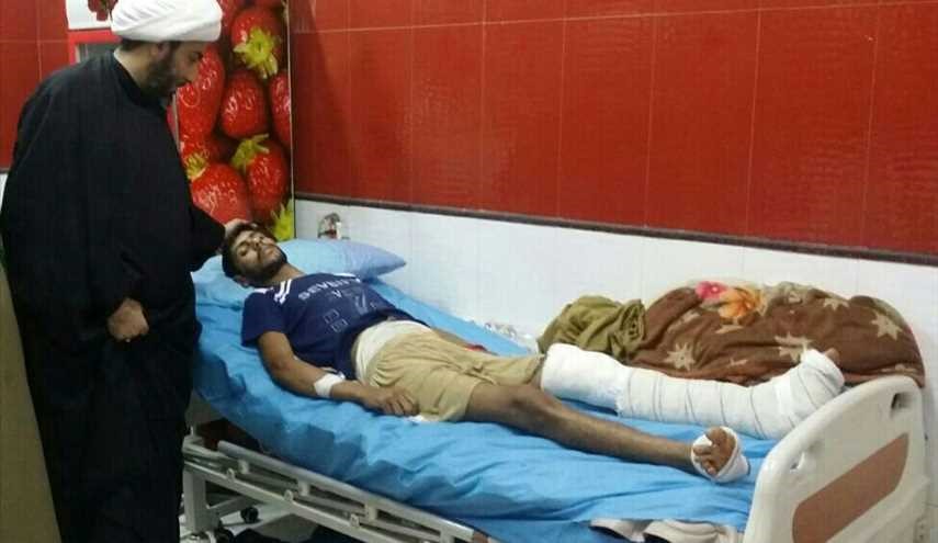 بالصور ..الإطمئنان على صحة جرحى بعض عناصر قوات الحشد العراقي جراء مواجهتم مع ارهابيي 