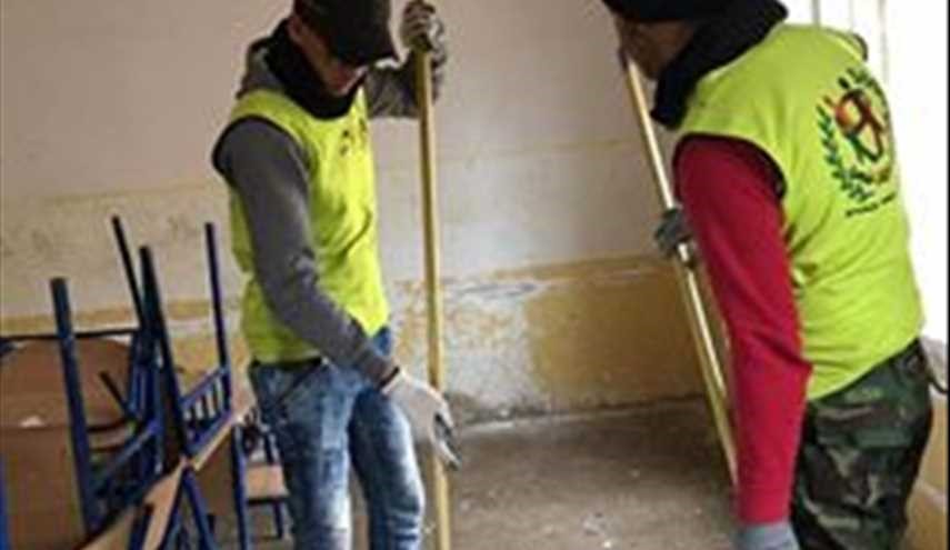 فريق شباب الدجيل للعمل التطوعي يستمر في حملته  المدرسة بيتنا في قضاء الدجيل في  صلاح الدين...