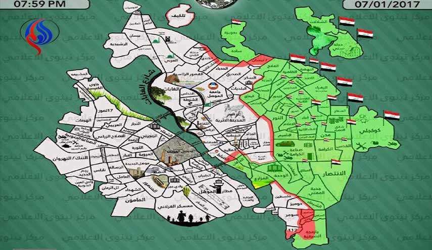 بالخارطة .. المناطق الجديدة المحررة بالموصل خلال أسبوع