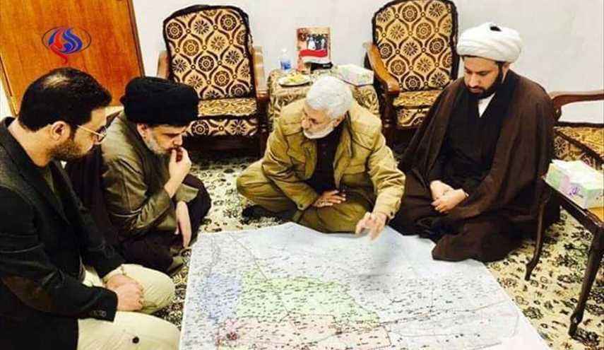 ملاقات یکی از فرماندهان الحشد الشعبی با مقتدی صدر+عکس