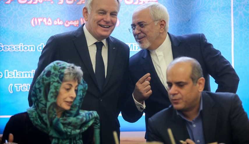 استقبال وزير الخارجية الايراني لنظيره الفرنسي