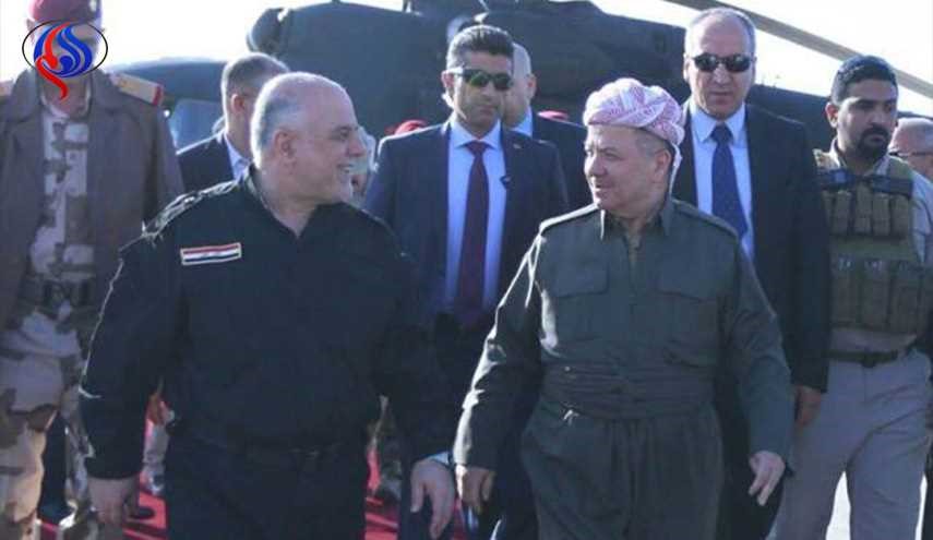 العبادی با استقبال بارزانی وارد اربیل شد