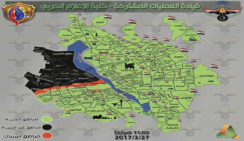 صورة .. آخر تحديث للمساحات المحررة من مدينة الموصل