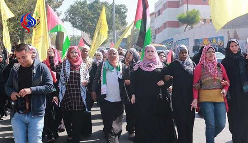 تظاهرات زنان فلسطینی در حمایت از اسیران اعتصاب کننده
