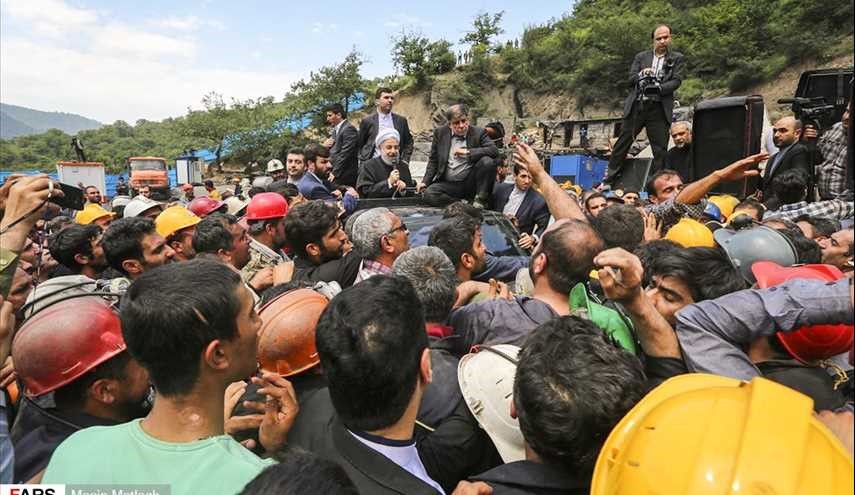 حضور رئیس جمهور در محل حادثه انفجار معدن آزادشهر | تصاویر