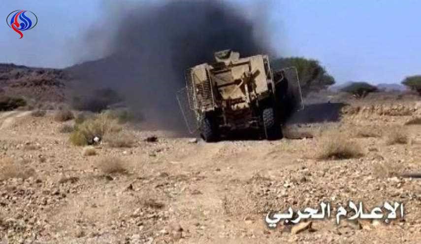 إعطاب مدرعة عسكرية للمرتزقة غرب معسكر التشريفات بتعز