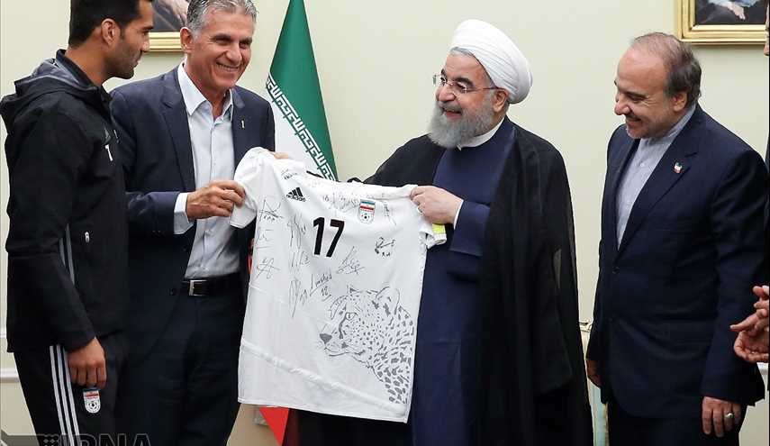 لقاء حسن روحاني مع اعضاء المنتخب الوطني الإيراني للكرة القدم