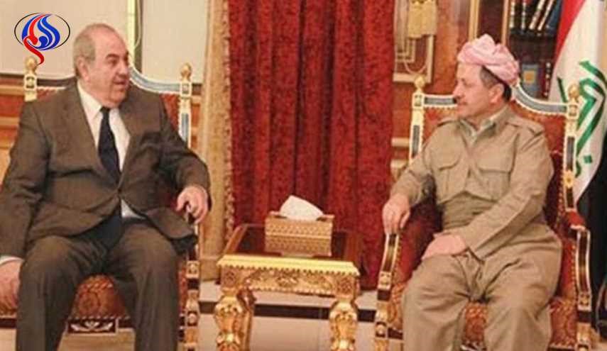 مكتب علاوي يكشف مضمون الرسالة التي تلقاها  من البارزاني