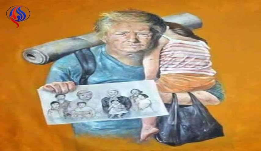 شاهد .. فنان سوري يحول زعماء العالم إلى لاجئين!