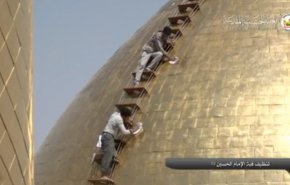 ویدیو؛ غبارروبی گنبد حرم مطهر امام حسین (ع)