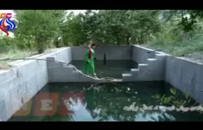 شاهد... لحظة سقوط مذيعة داخل حوض مياه!