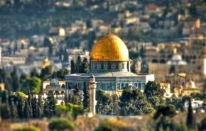 تظاهرات فلسطینیان علیه ترامپ در محوطه مسجدالاقصی