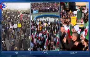 شاهد.. مسيرات ضد التدخل الأجنبي، تعم المدن الايرانية