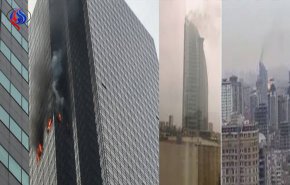 بالفيديو.. لحظة احتراق برج 
