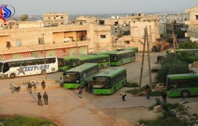 انتقال 1200 نفر از اهالی فوعه و کفریا به منطقه اقامت موقت + عکس