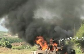 تدمير طقمين عسكريين لمرتزقة العدوان السعودي في جيزان