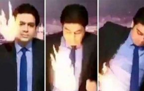 شاهد بالفيديو..مذيع تلفزيوني يحترق على الهواء مباشرة!