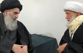 دیدار آیت الله شیخ عیسی قاسم با آیت الله سیستانی در نجف + تصویر