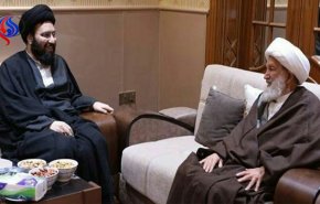 نوه امام خمینی با شیخ عیسی قاسم دیدار کرد