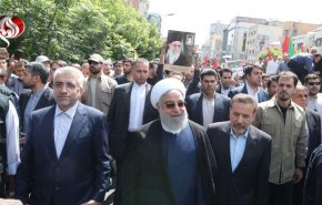روحانی به جمع راهپیمایان روز جهانی قدس پیوست