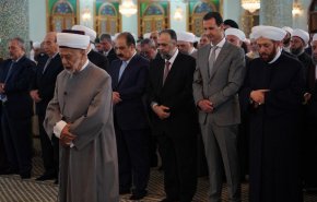 حضور بشار اسد در نماز عید فطر دمشق + تصاویر