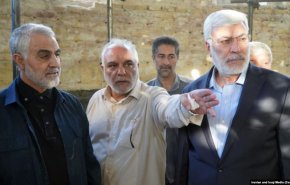 تصویری از پیکر سپهبد شهیدحاج‌قاسم سلیمانی و شهید ابومهدی المهندس