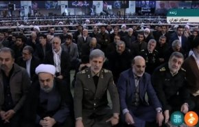 عکس| حضور رئیس سازمان صدا و سیما، امیرحاتمی، وزیر دفاع و وسردار اشتری فرمانده نیروی انتظامی در نمازجمعه تاریخ‌ساز تهران