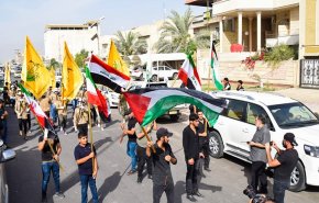 نُجَباء در سراسر عراق پرچم حمایت از فلسطین را بالا برد +تصاویر