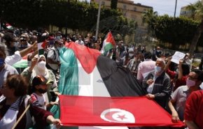 تجمع مردم تونس مقابل سفارت آمریکا در حمایت از فلسطین و مقاومت