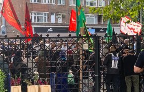 تجمع هواداران انقلاب با شعار «لبیک یا حسین» در لندن 