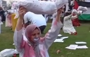 تحصن دانشجویان پزشکی در لاهور پاکستان در محکومیت جنایات صهیونیست‌ها + ویدیو