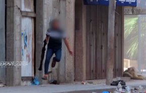 شادی جالب نیروی مقاومت فلسطینی پس از انهدام تانک اسرائیلی + فیلم