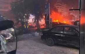 محل وقوع انفجار محل حضور شهید العاروری از نمایی دیگر