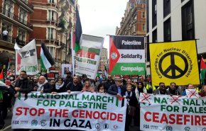 حامیان فلسطین در لندن برای نوزدهمین هفته متوالی تظاهرات کردند
