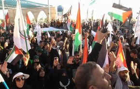 فلسطين حاضرة بقوة على طريق الزائرين بين النجف وكربلاء + فيديو

