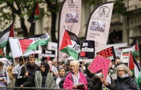 تظاهرات حامیان فلسطین در آستانه برگزاری کنفرانس سالانه حزب حاکم انگلیس

