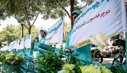 کاروان دوچرخه سواری کمپین از خودمان شروع کنیم در بازار تهران