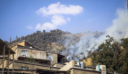 آتش سوزی در جنگلهای بلوط روستای کرآباد شهرستان سروآباد