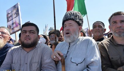 تظاهرات مردم چچن در اعتراض به کشتار مسلمانان میانمار