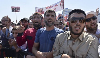 تظاهرات مردم چچن در اعتراض به کشتار مسلمانان میانمار