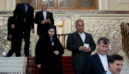 نشست خبری مشترک رئیسان مجلس ایران و بلژیک + تصاویر