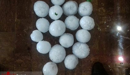 بارش تگرگ به اندازه گردو در اهر
