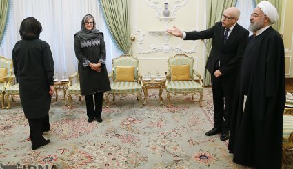 تقدیم استوارنامه های سفرای جدید چهار کشور به روحانی + تصاویر
