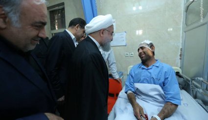 عیادت روحانی از مصدومان زلزله کرمانشاه