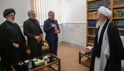 دیدار محمدباقر نوبخت با مراجع تقلید و علما - قم
