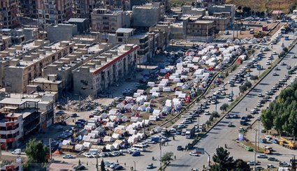 تصاویر هوایی از اسکان موقت زلزله زدگان کرمانشاه