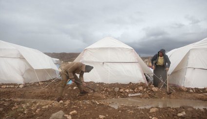 بارش باران در مناطق زلزله زده سرپل ذهاب + تصاویر