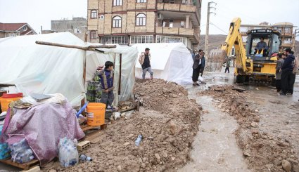 بارش باران در مناطق زلزله زده سرپل ذهاب + تصاویر