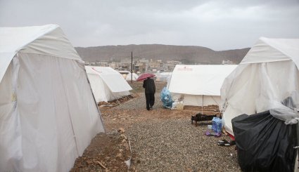 بارش باران در مناطق زلزله زده سرپل ذهاب + تصاویر